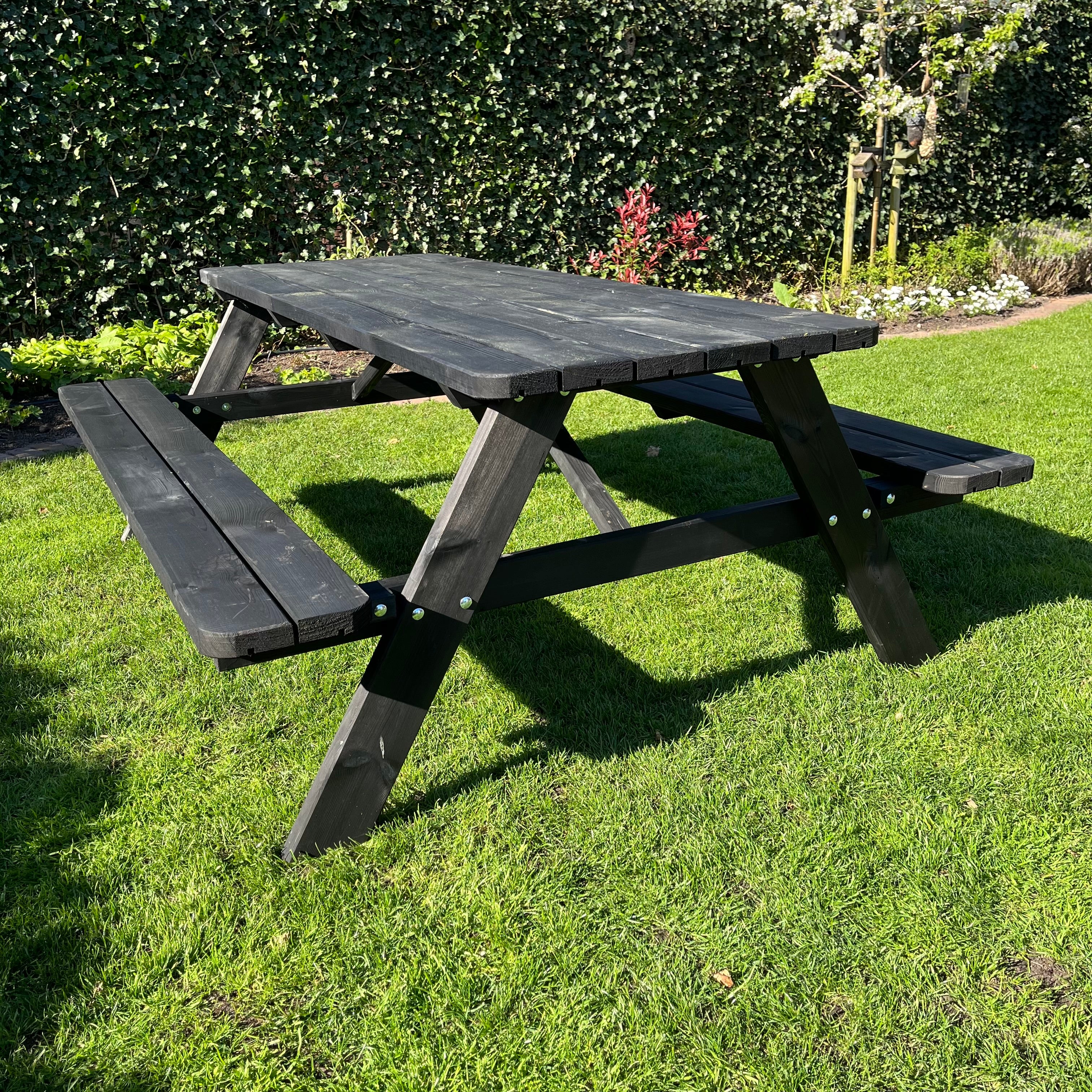 Picknicktisch DeLuxe – Schwarz – 200 cm